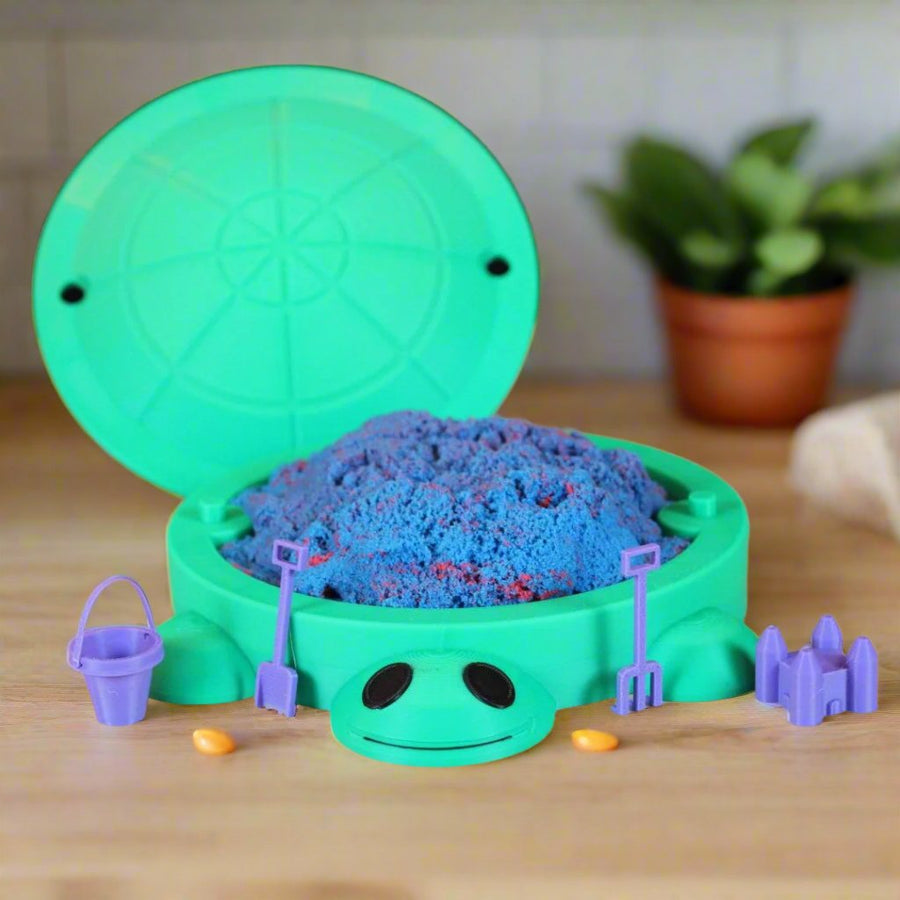 Miniature Turtle Sandbox with Kinetic Sand & 4 Sand Toys